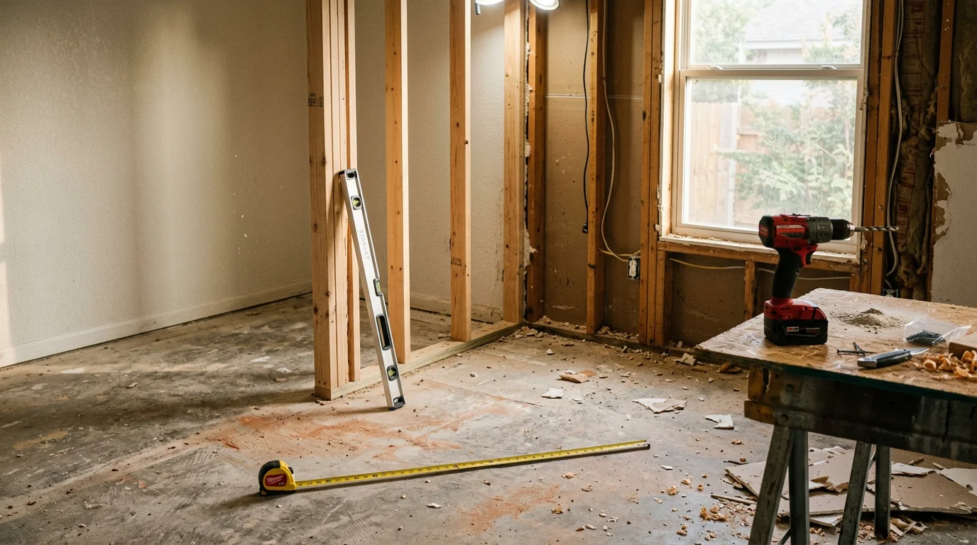 A remodeled Central Texas home interior showing updated walls, refreshed layout, and improved finishes suited to the region's climate. The space reflects a whole-home renovation completed by a locally owned contractor.
